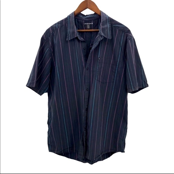 QUICKSILVER Grey Pinstriped Button Up Shirt size XX-Large - Picture 1 of 4